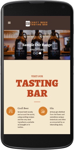 Mobile version of Keg Craft Beer website.